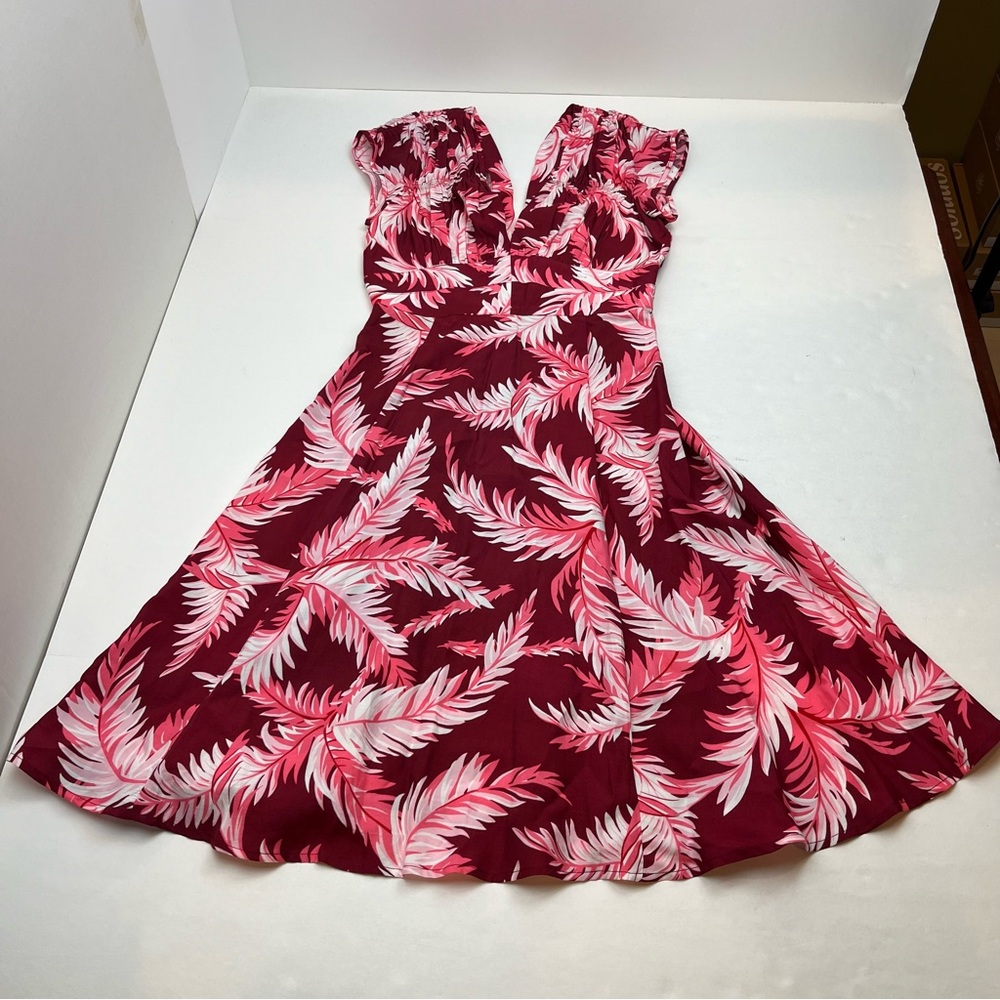 Trashy Diva Red and Pink Leaf Print Dress